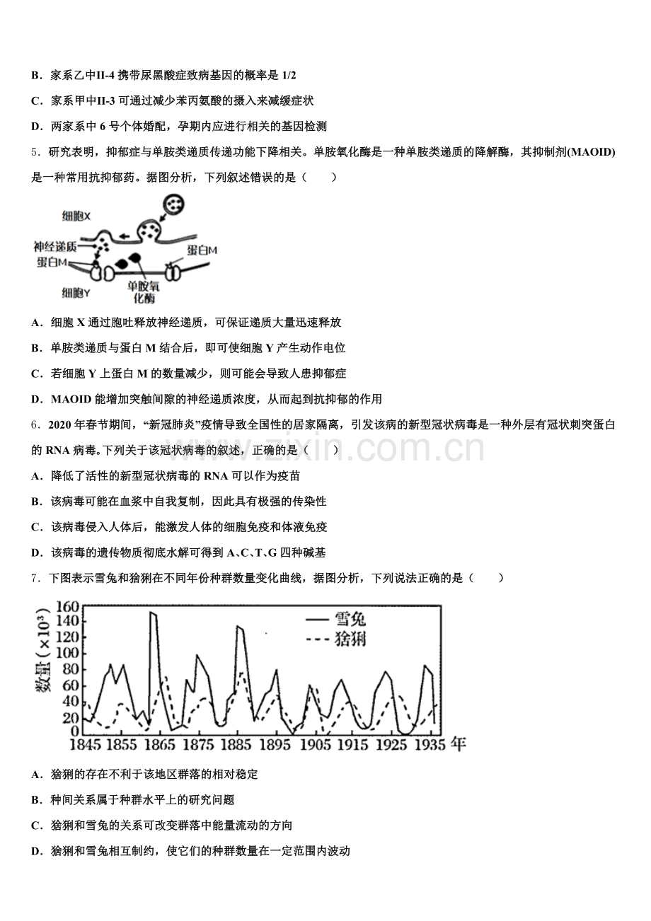 湖北省荆州开发区滩桥高级中学2025-2026学年高三第二学期（4月）月考生物试题含解析.doc_第2页