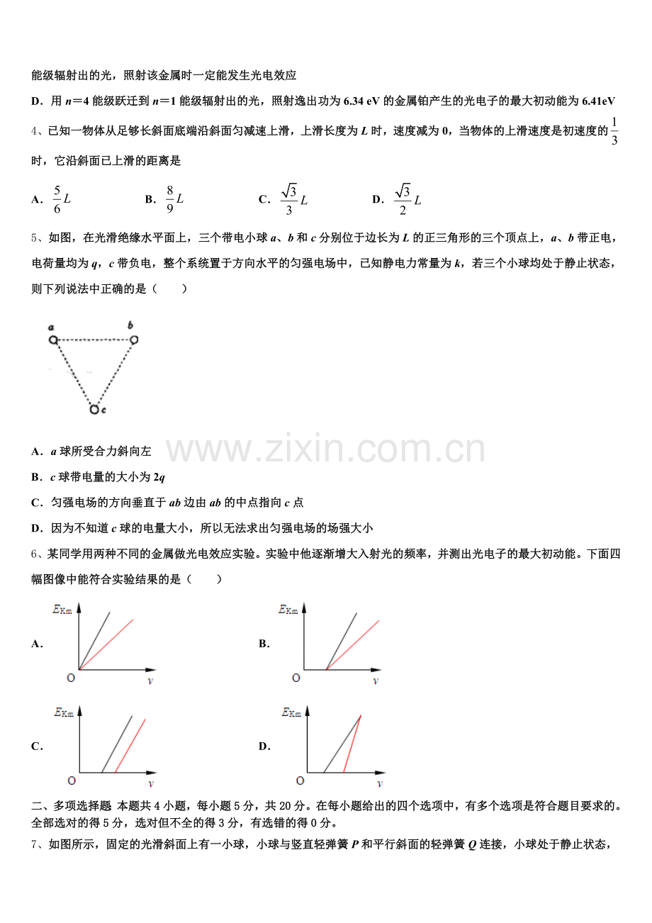 2026届临川一中实验学校高三质检（四）物理试题试卷含解析.doc_第2页