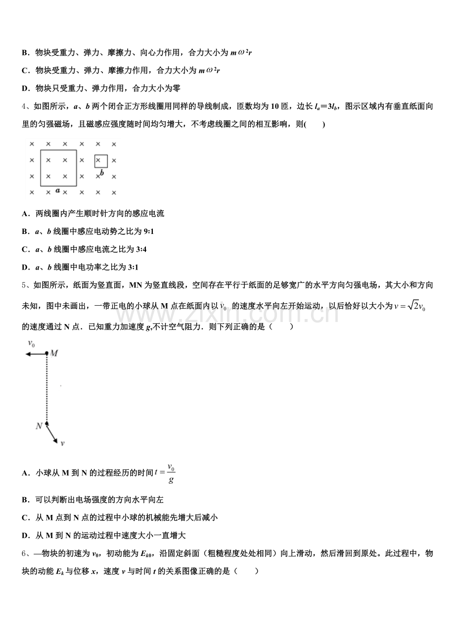 2026届湖北武汉市蔡甸区汉阳一中高三物理试题精选仿真模拟卷含解析.doc_第2页