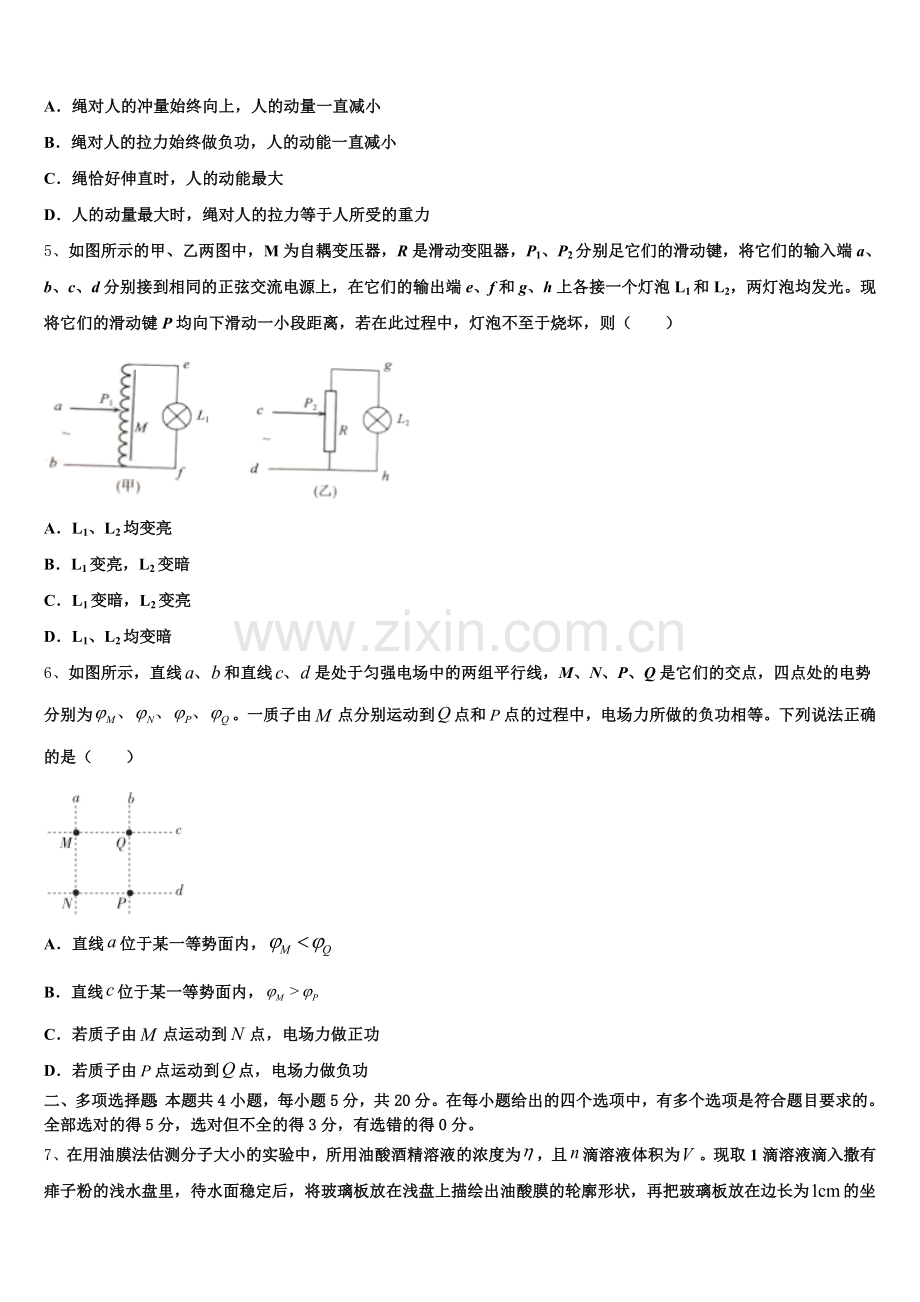 2025-2026学年江苏省南通市启东市高三下学期3月考试物理试题含解析.doc_第2页