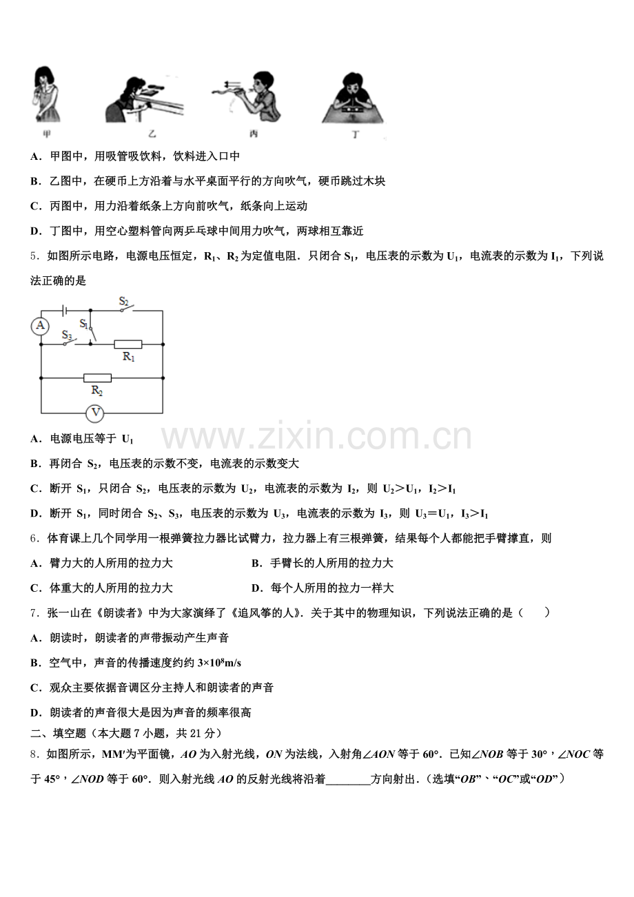 2026届四川省仁寿一中学初三第二次选考模拟考试（2月）物理试题含解析.doc_第2页