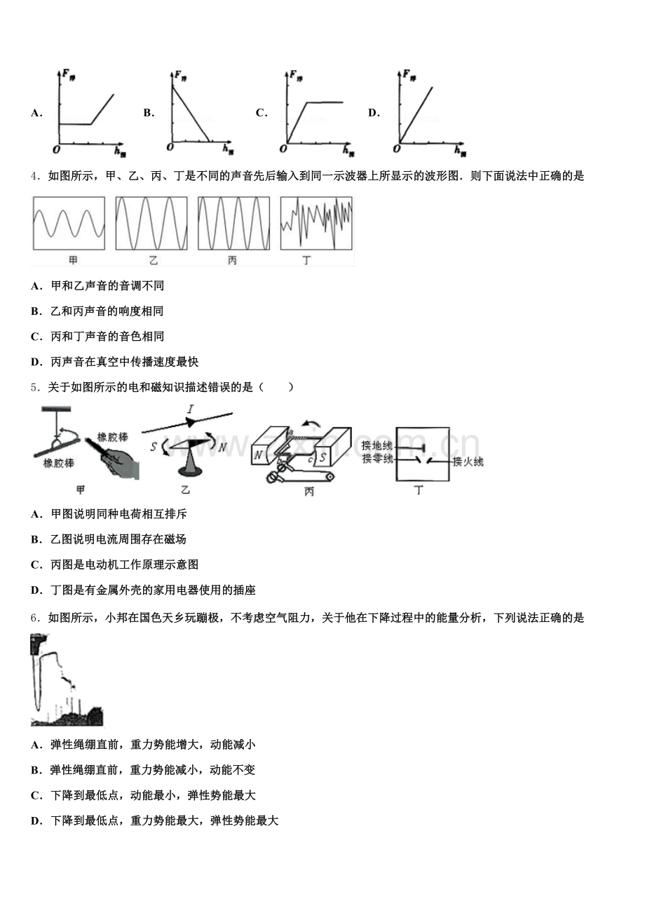 2025-2026学年河北省沧州任丘市初三下学期总复习质量调查（二）物理试题试卷含解析.doc_第2页