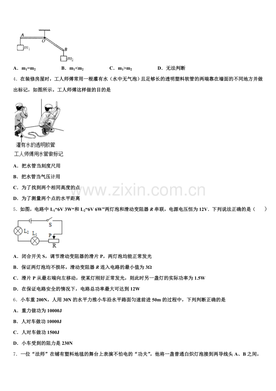 2026年山东省德州市经济开发区抬头寺镇中学初三第二学期第三次教学质量检测试题物理试题含解析.doc_第2页