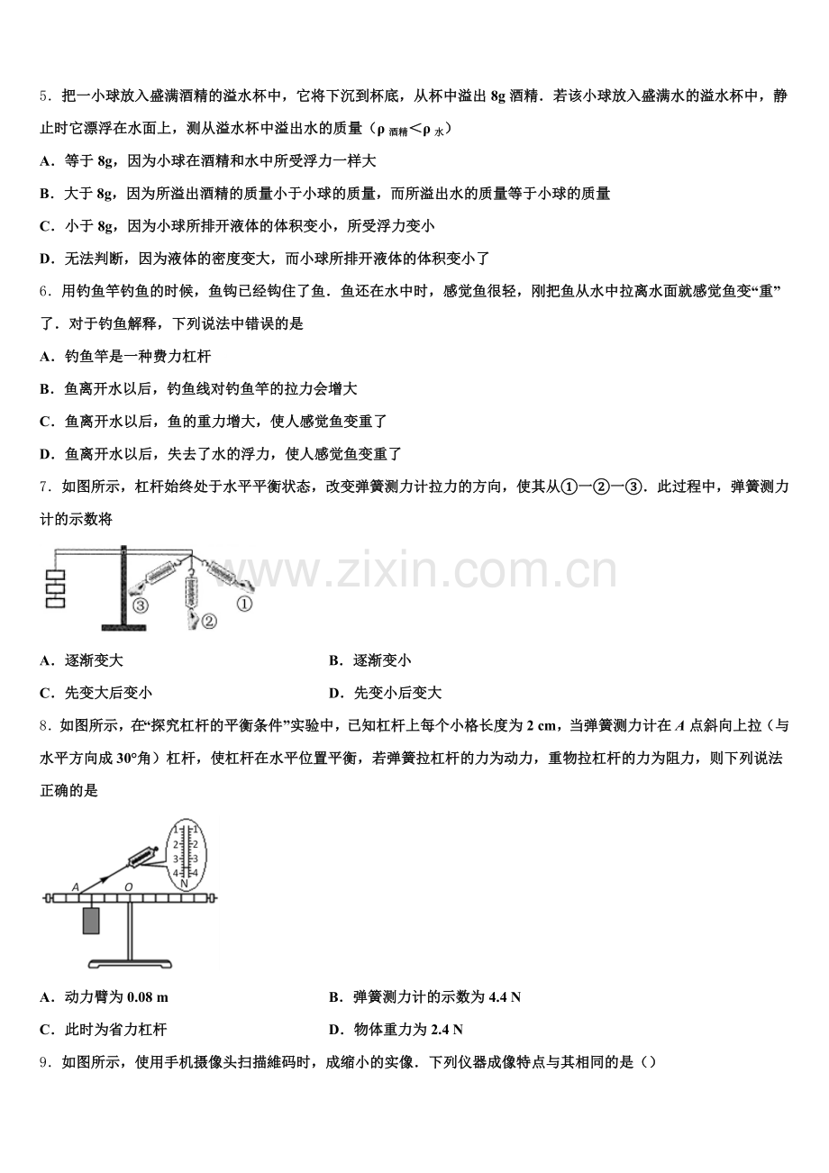 2025-2026学年江苏省连云港市海州区新海实验中学初三物理试题下学期第一次模拟考试试题含解析.doc_第2页