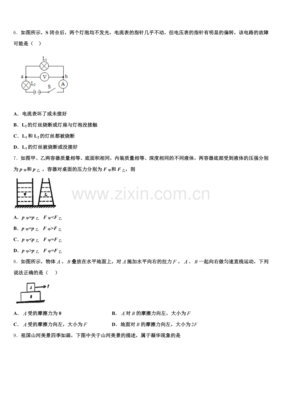 2025-2026学年湖南长沙青竹湖湘一外国语校第一次中考适应性考试物理试题含解析.doc_第2页