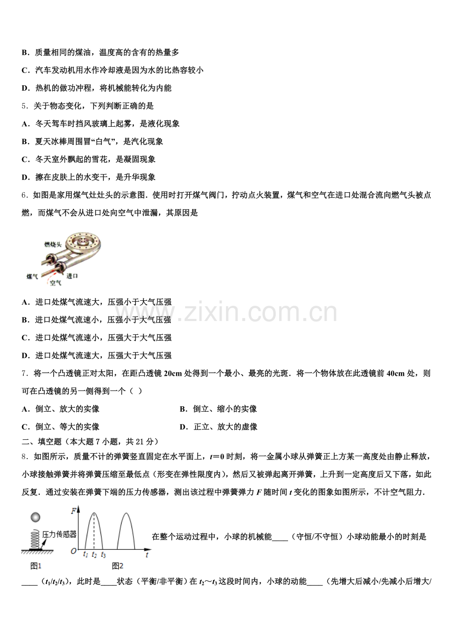 2026届浙江地区重点达标名校初三4月质量调研测试（二模）物理试题含解析.doc_第2页
