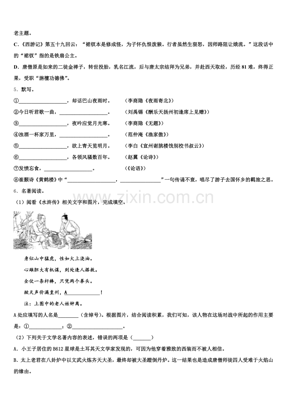 浙江宁波江北区2026届初三下学期二模考试语文试题含解析.doc_第2页