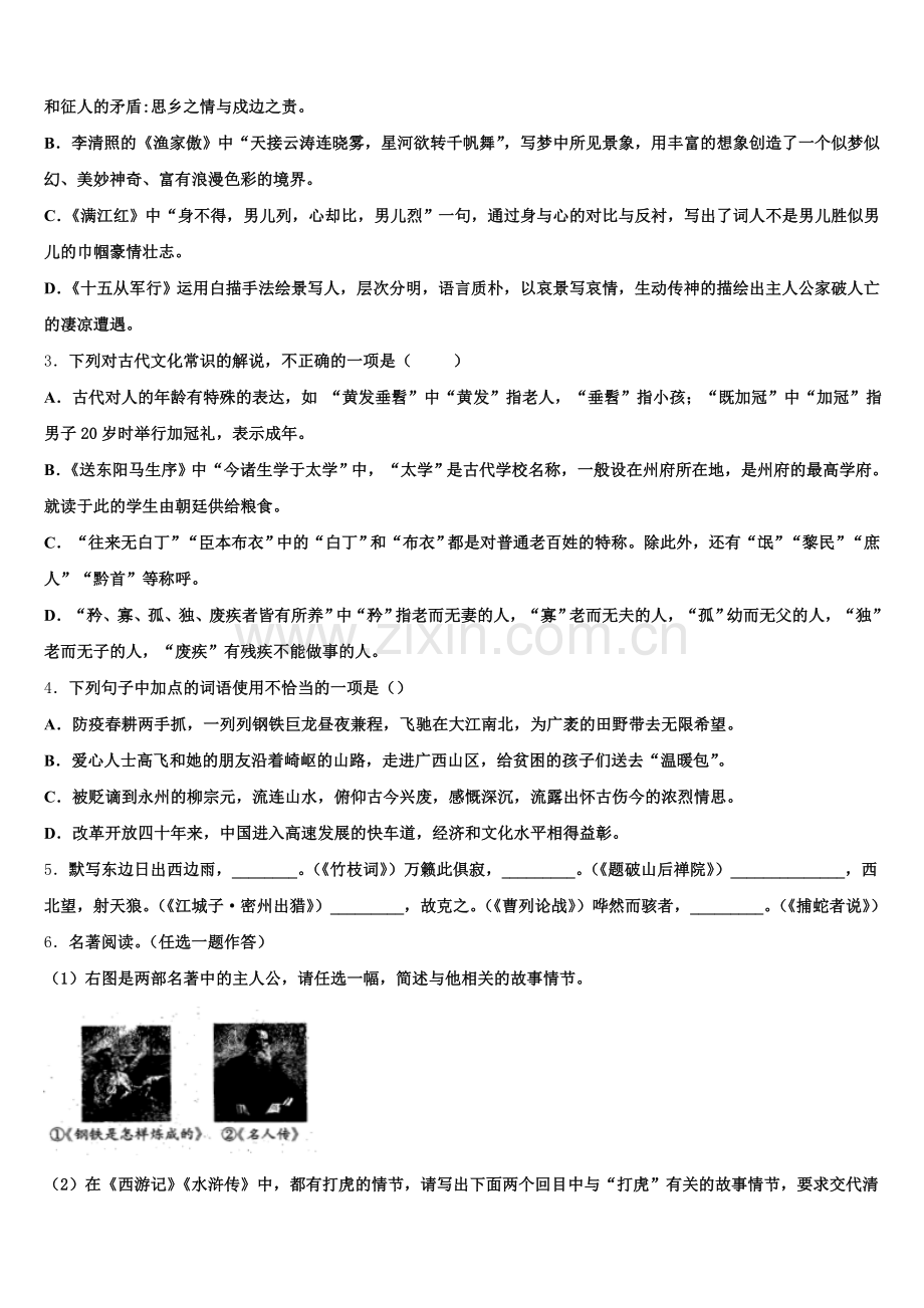 2026届湖北省阳新县重点达标名校初三中考模拟试题含解析.doc_第2页