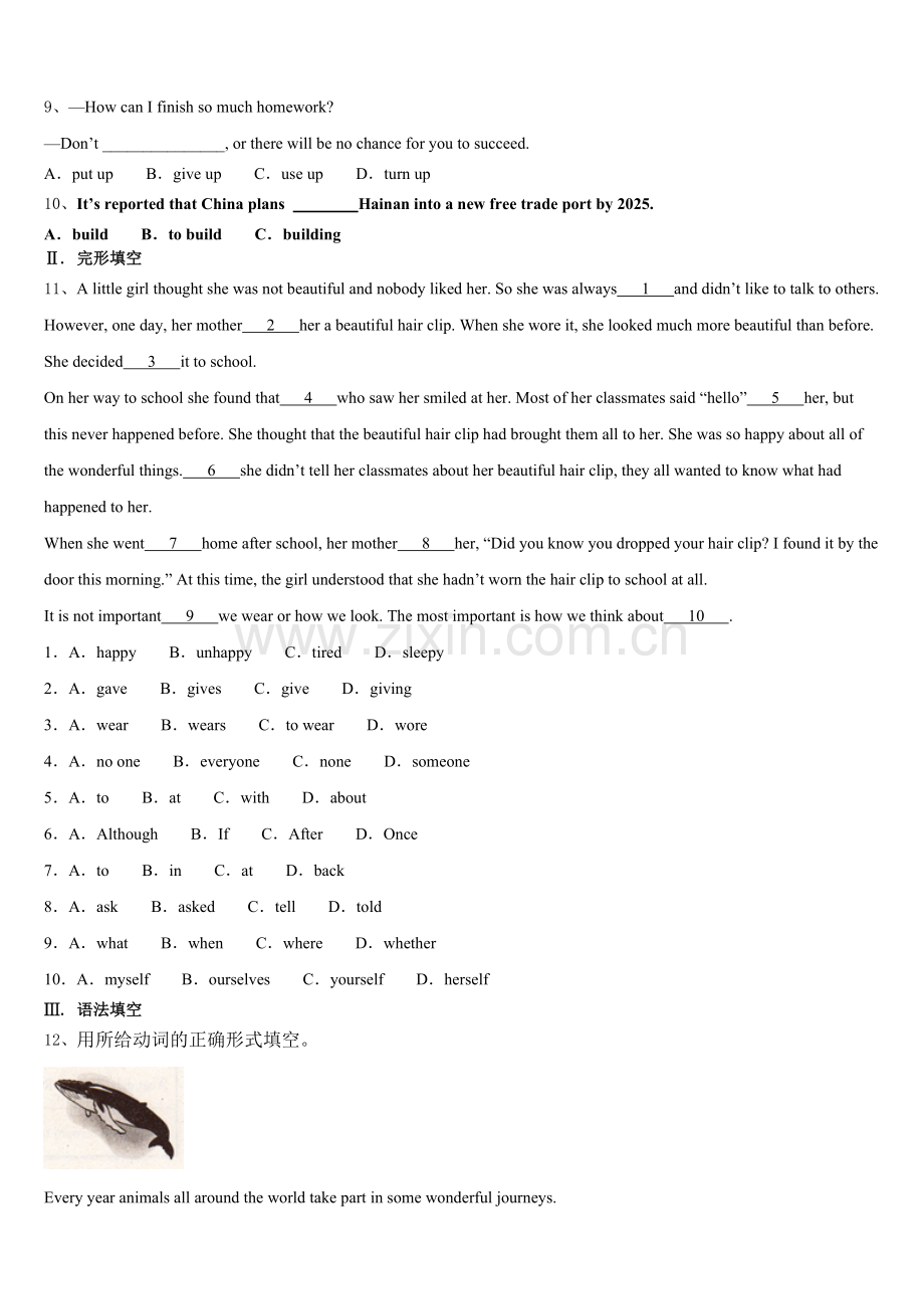 2025-2026学年黑龙江省肇源县下学期初三开学考英语试题含解析.doc_第2页