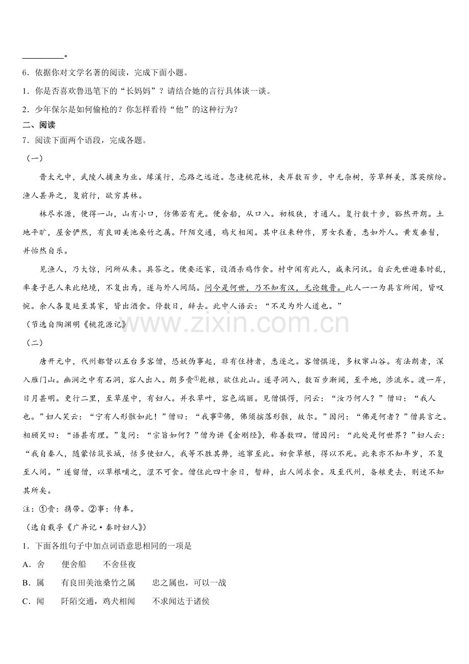 福建省泉州市洛江区南片区2025-2026学年初三中考信息卷（二）语文试题含解析.doc_第2页