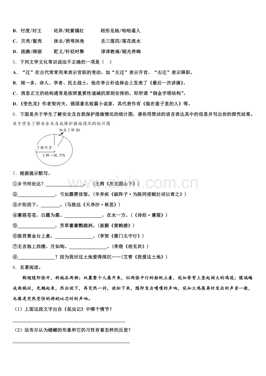 郑州市重点名校2025-2026学年初三考前冲刺模拟预测题语文试题试卷含解析.doc_第2页