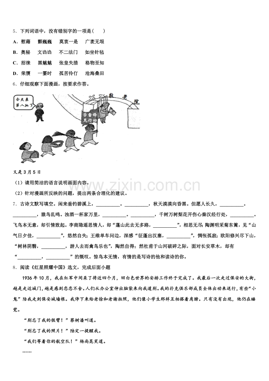 四川省资阳市雁江区2026届中考语文试题押题密卷（全国新课标II卷）含解析.doc_第2页