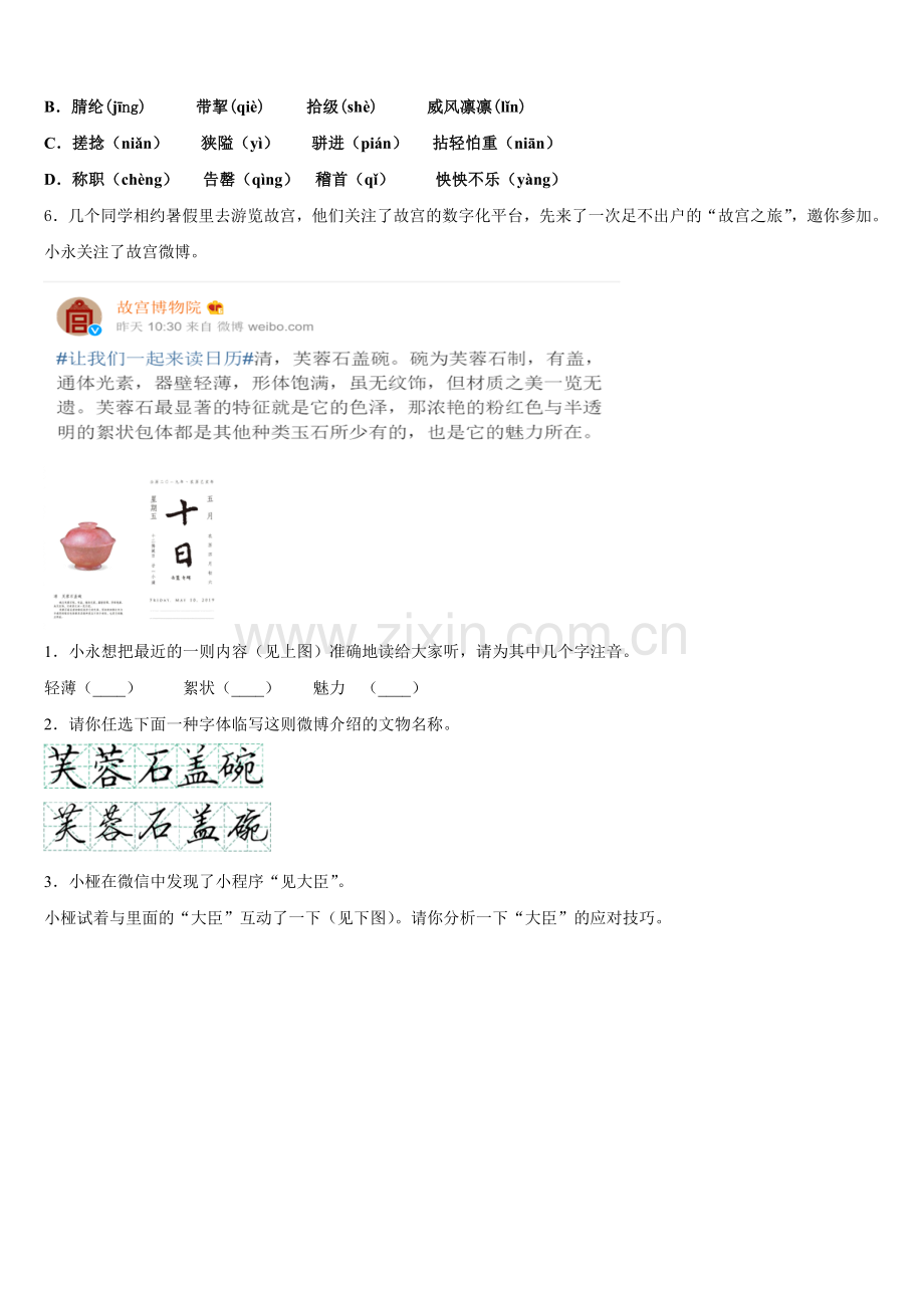 山东省滨州市阳信县2026年初三下5月初检测试题语文试题含解析.doc_第2页