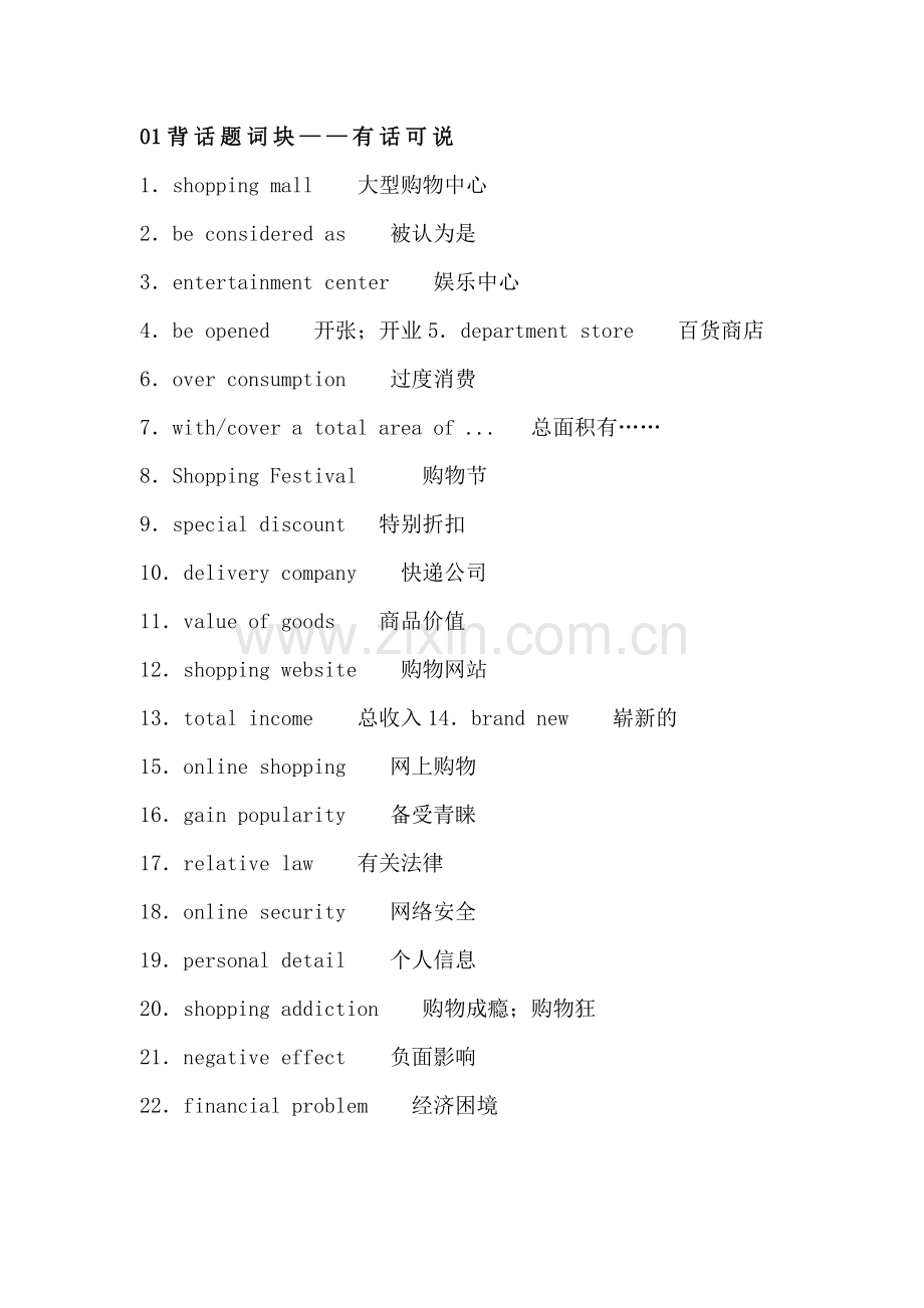 高中英语必备素材​话题复习：购物（含词块、佳句、写作模板）.docx_第1页