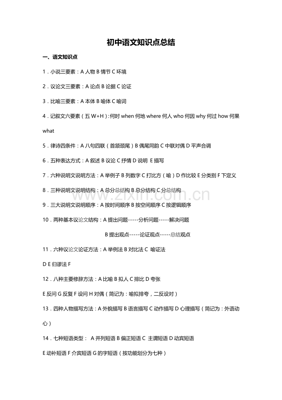 中考语文精华知识点总结学案.doc_第1页