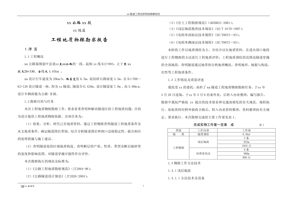 公路隧道工程地质物探勘察报告.pdf_第1页